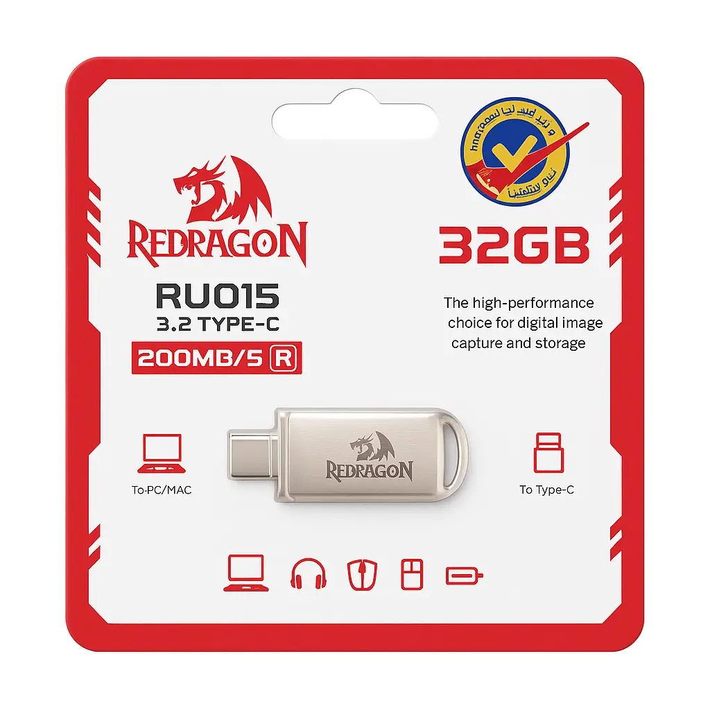[RU015] Redragon RU015 USB 3.2 Type-C Flash Drive – 32GB