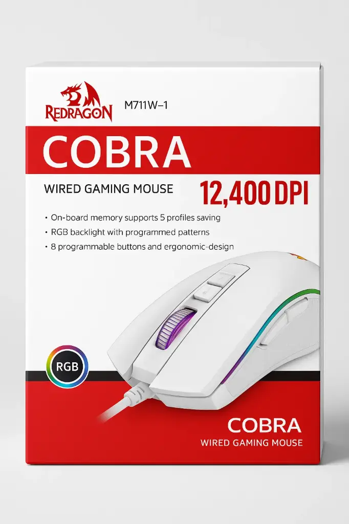[M711W] Redragon COBRA M711W-1 - 12400DPI RGB (White)
