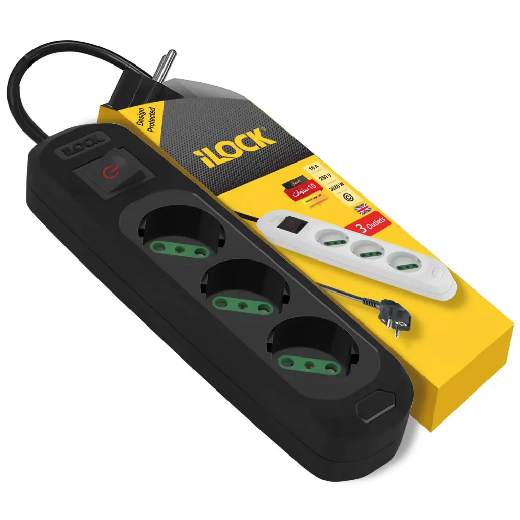 [5074] ILOCK power strip, 3 outlets without earthing (Basic) 1.5 m