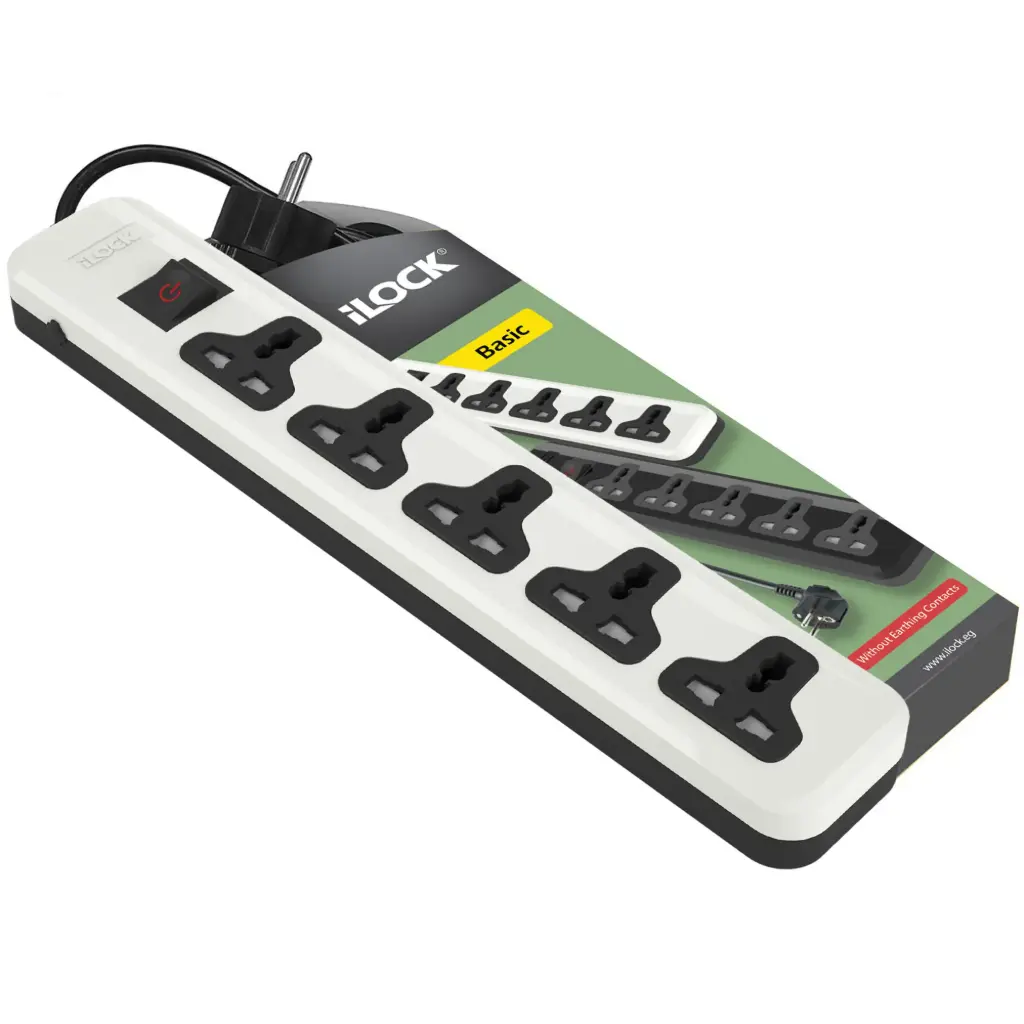 [5066] iLOCK power strip 5 universal outlets without earthing – (Basic)