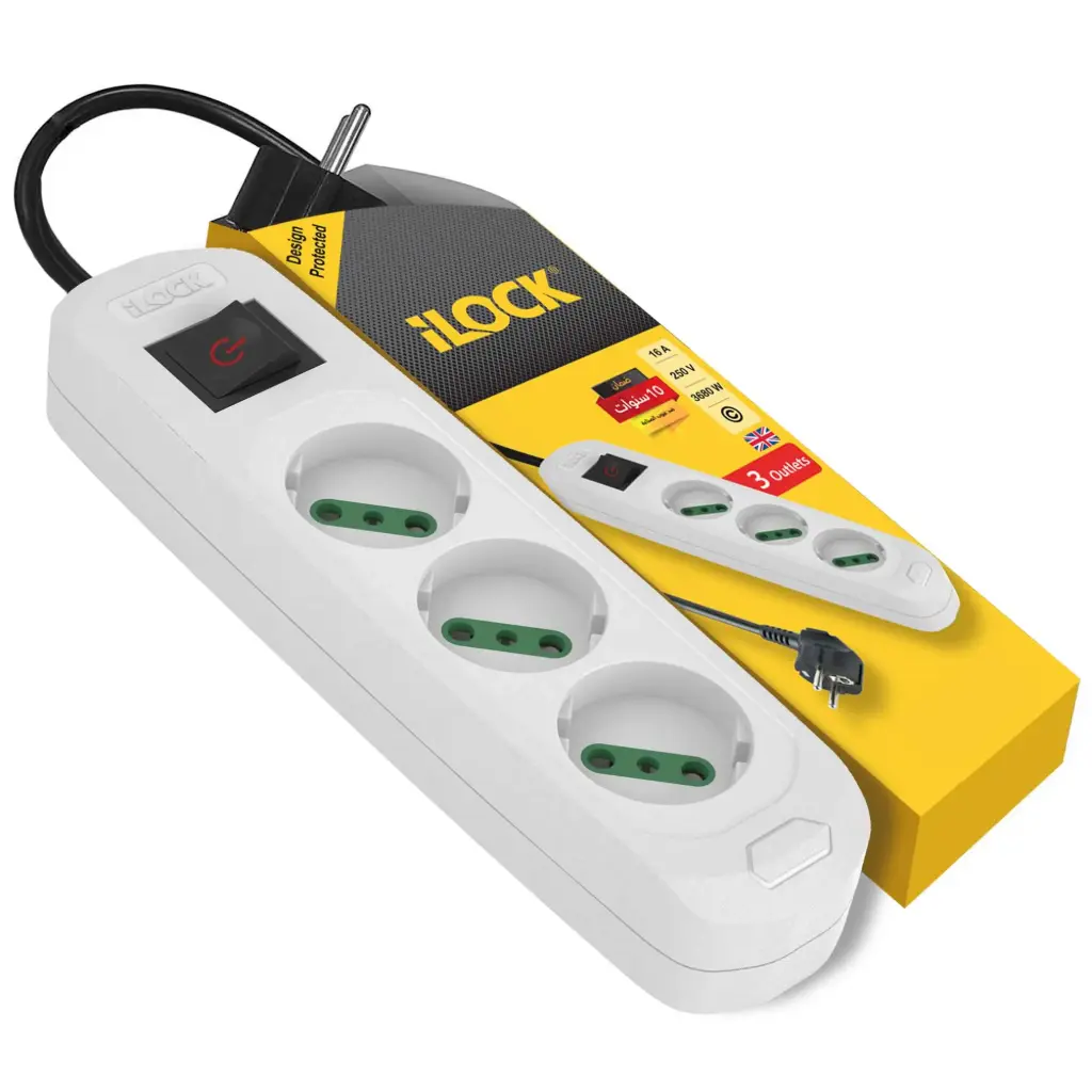 ILOCK power strip, 3 outlets without earthing (Basic) 3 m