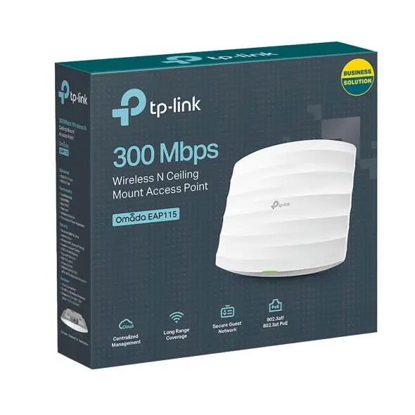[EAP115] TP-Link EAP115 V4 | Omada N300 Ceiling Mount Wireless Access Point | PoE Powered | Easy Installation | SDN Integrated | Cloud Access & Omada app for Easy Management