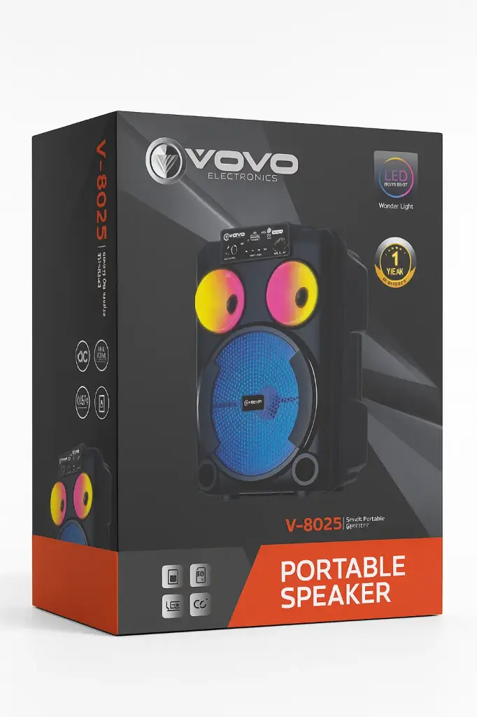 VOVO V-8025 Party RGB Portable Speaker 1.0 