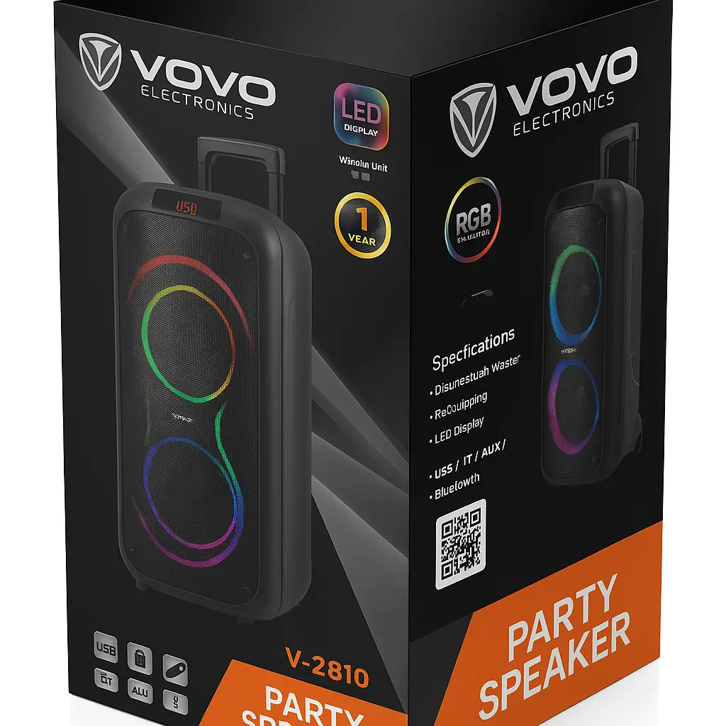 VOVO V-1225 Party RGB Portable Speaker 1.0    