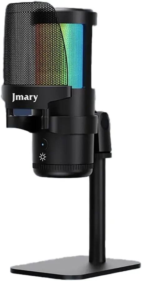 Jmary MC-PW13 RGB USB Microphone – Plug & Play with Zero-Latency Monitoring, Gain Control, Tap-to-Mute & Pop Filter – Ideal for Streaming, Podcasting, Gaming & Recording on PC/Mobile/Tablet