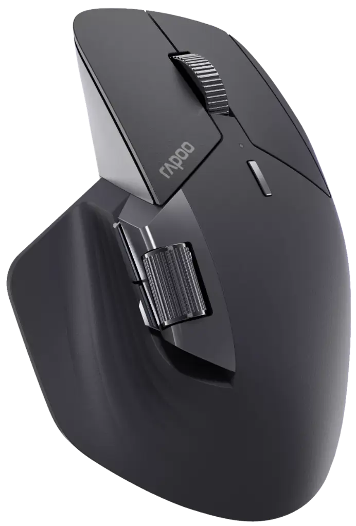 Rapoo MT760 Multi-Device Wireless Mouse, Bluetooth 5.0/3.0 and 2.4GHz Tri-Mode Connection, Up to 4 Devices, 11 Programmable Buttons, 4K DPI, Ergonomic Design, 90 Days Battery Life, PC, Matte Black