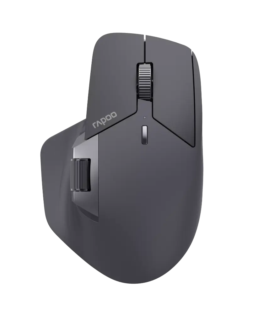 Rapoo MT760 Multi-Device Wireless Mouse, Bluetooth 5.0/3.0 and 2.4GHz Tri-Mode Connection, Up to 4 Devices, 11 Programmable Buttons, 4K DPI, Ergonomic Design, 90 Days Battery Life, PC, Matte Black