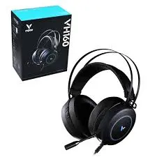 RAPOO VH160 Gaming Headset for PC, with 7.1 Stereo Surround Sound, Canceling Mic & LED Light, Soft Memory Earmuffs for Laptop, Black