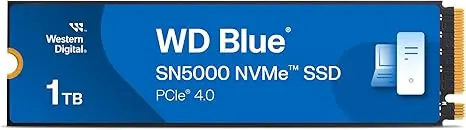 Western Digital 1TB WD Blue SN5000 NVMe Internal Solid State Drive SSD - PCIe Gen 4.0, M.2 2280, Up to 5,150 MB/s - WDS100T4B0E