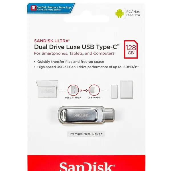 SanDisk Ultra Dual Drive Luxe USB Type-C 128GB