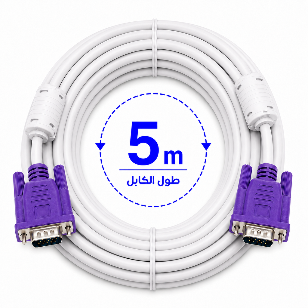 [vga 5m] High-Quality VGA Cable 5m Male to Male 15-Pin Full HD 1080p Video Connection for PC, Laptop, Monitor, Projector, TV 5meter