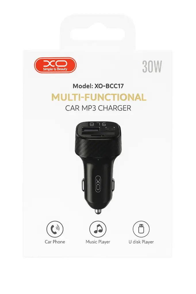  XO-BCC17 Multi-Functional Car MP3 Charger - 30W