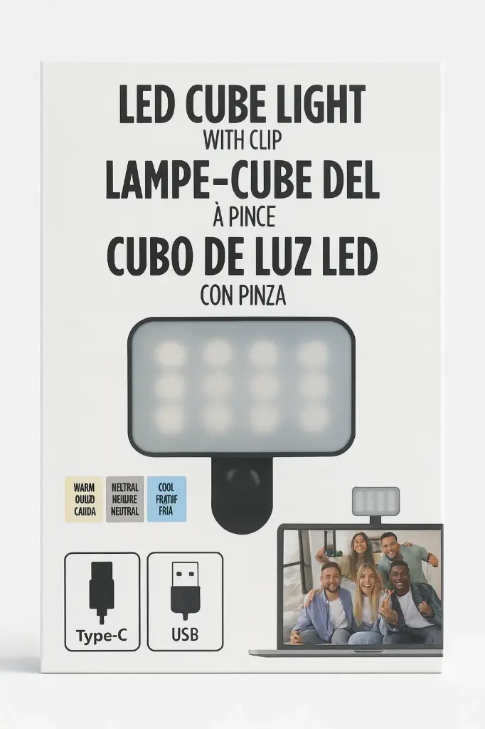 مصباح Cube Light Clip محمول للفيديو بثلاثة أوضاع إضاءة