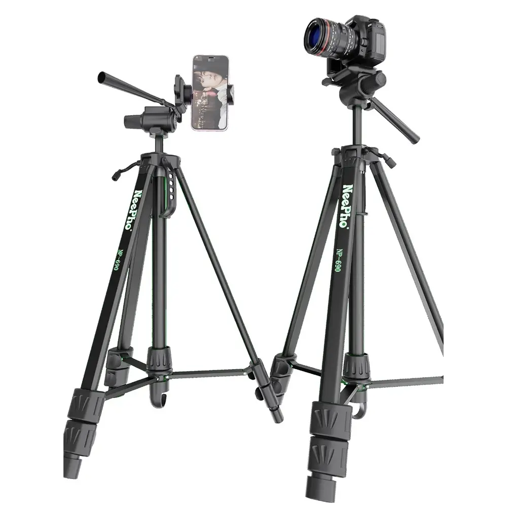[NP 680] Professional Heavy Duty Tripod NP-680 , Heavy Duty Design to Hold Large Lenses, Adjustable Height, Multi-Section Legs with Secure Lock, Stable Base with Weight Hook, Precision Head for Motion Control, Lightweight Aluminum or Carbon Material Suitable for Studio and Outdoor Shooting, Superior Stability and Perfect Shooting Angles Anywhere
