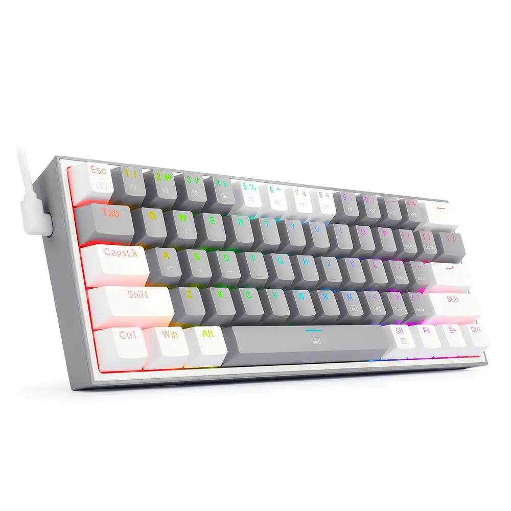 [K617] REDRAGON K617 Fizz RGB 60% Gaming Mechanical Keyboard – Red Switches (Grey White)