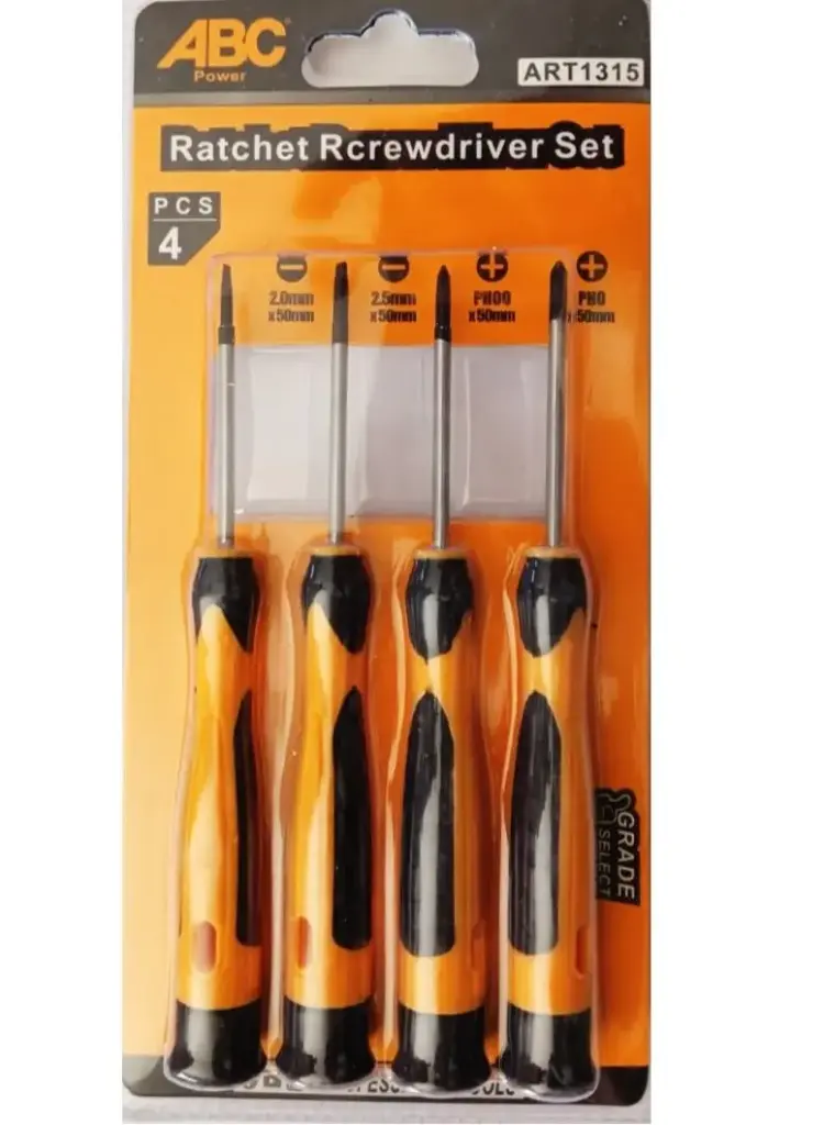 [1315 طقم مفكات] ART1315 Screw driver kit 4 pieces (2+) + (2-) طقم مفكات