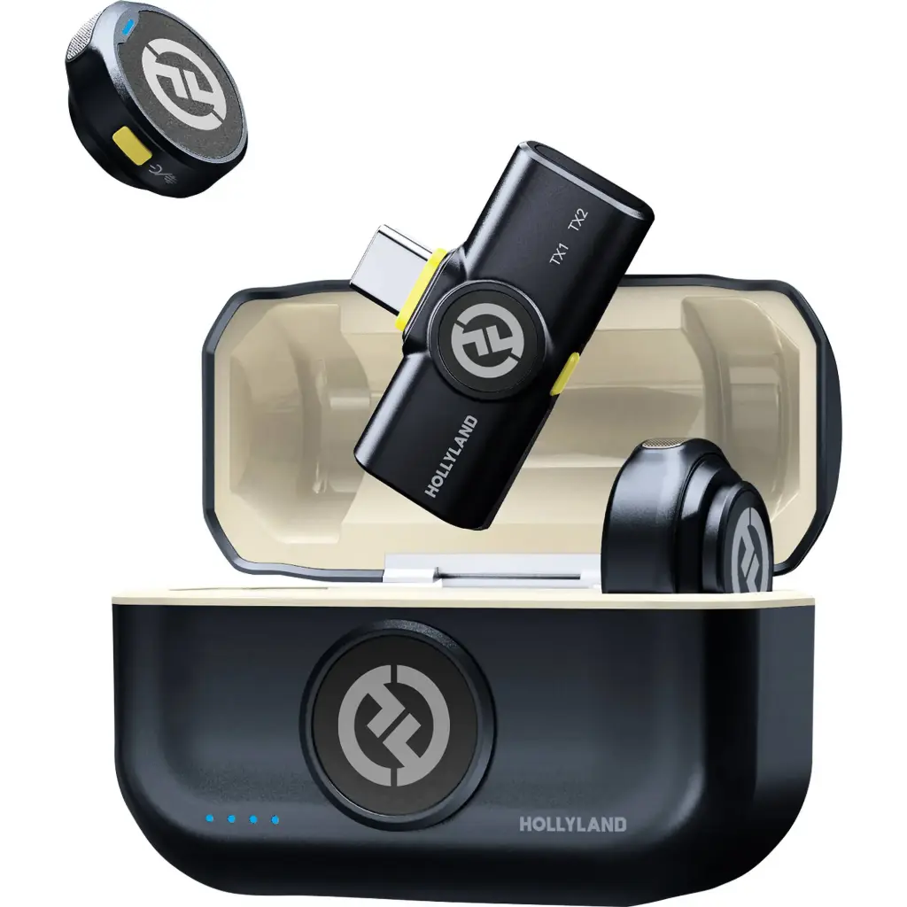 [LARK M2] هوليلاند LARK M2 DUO نظام ميكروفون لاسلكي كومبو لشخصين، 2.4 جيجاهرتز، لون Shine Charcoal