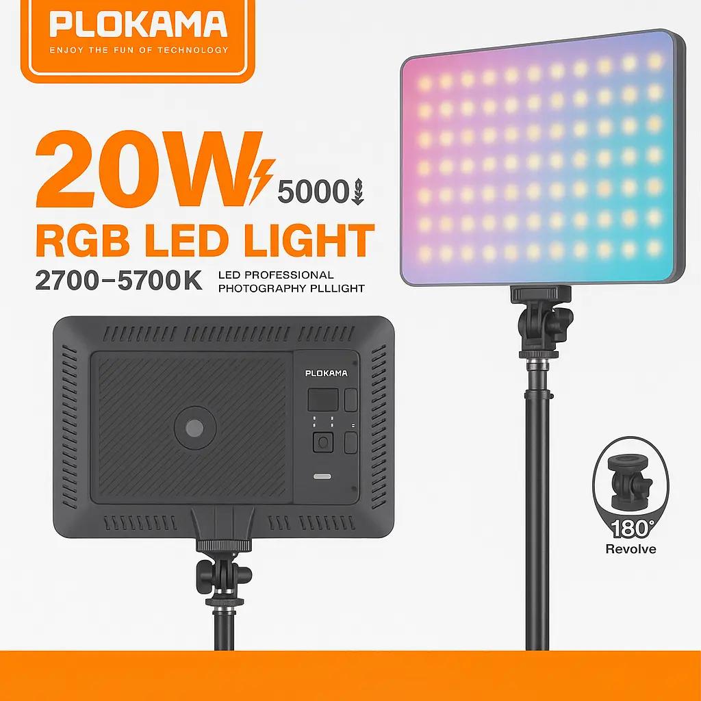 [U480 PRO] U480 PRO rgb led RECHARGEBLE 20W Built-in 5000mAh Stepless Dimmable 2700-5700K LED Professional Photography Fill Light for DSLR, Camcorder, Tripod 