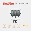 NeePho NP-38 Blogger LED Panel Light – Rectangular Fill Light with Triple Phone Holder, Adjustable Brightness (3000K-6000K), 360° Rotation, Eye Protection, AC Powered (180-240V)
