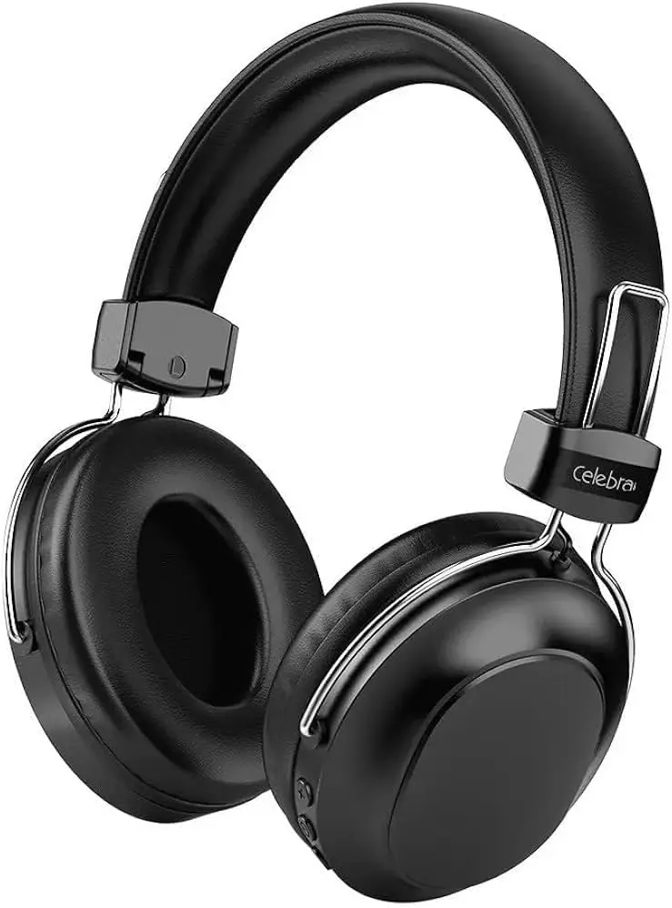 Celebrat A36 Wireless Bluetooth Headphones with HD Microphone, Foldable, Playback via TF Card and Cable (Black) 