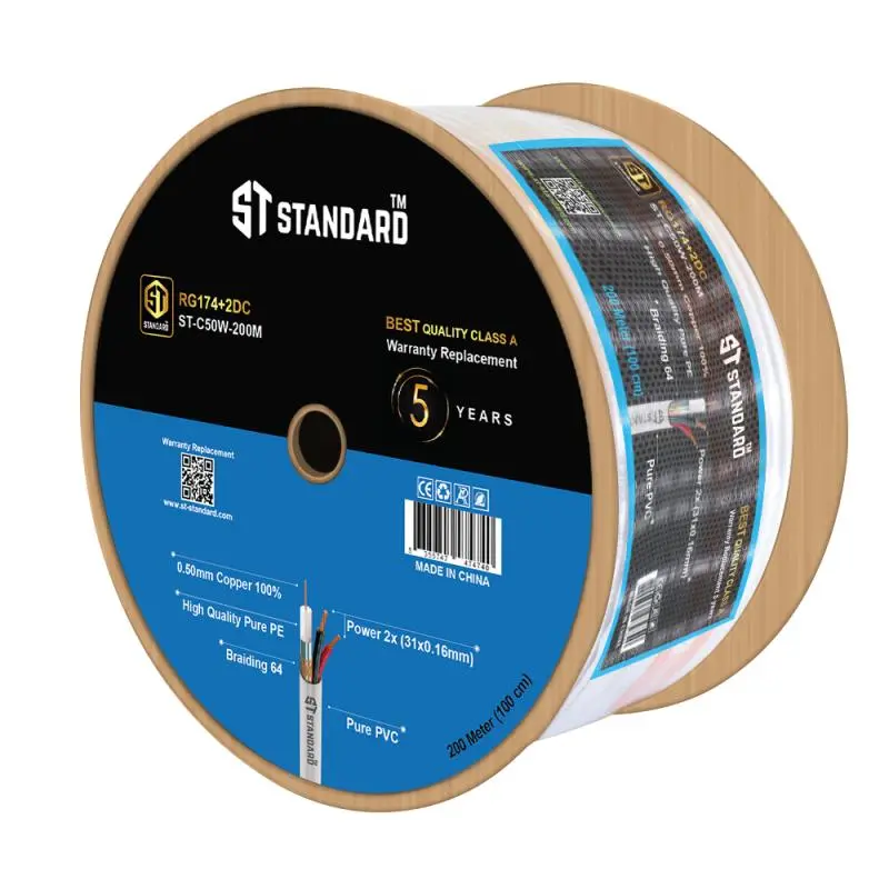 [ST-C50P 200m] Camera Cable ST-C50W RG174 Coaxial Cable 200M