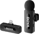 BOYA BY-V1 Ultracompact Wireless Microphone System for iOS Devices, 2.4GHz Plug & Play Lavalier Mic with Lightning Connector – Black