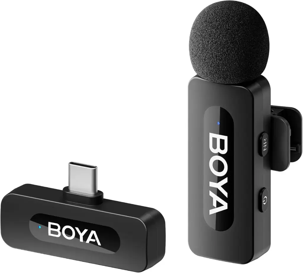 BOYA BY-V10 Ultracompact Wireless Microphone System with USB-C for Mobile (2.4 GHz) - Black