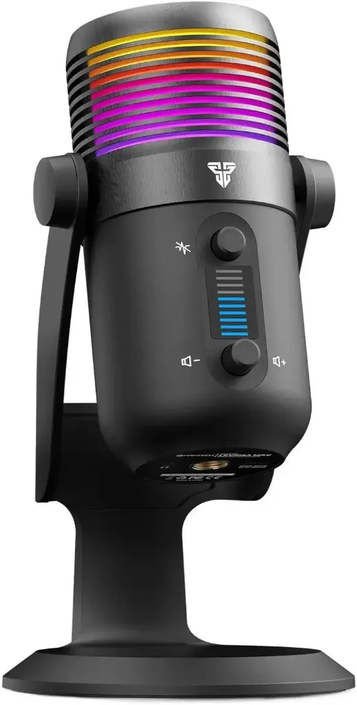 For FANTECH MCX03 LEVIOSA MAX Microphone USB-C RGB Professional Gaming Stream Condenser – Noise Reduction tech – Real Time Monitoring with Headphone jack | Black