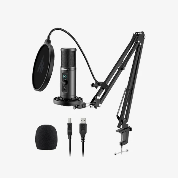 MAONO PM422 USB Microphone for PC, Professional Computer Condenser Mic with Mute, Mic Gain, Zero Latency Monitoring, Boom Arm for Studio, Podcast, Gaming, Streaming, Recording, Twitch, YouTube 
