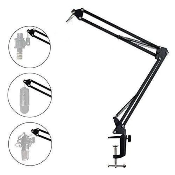 MAONO BA20 Microphone Arm,Mic Boom Arm Stand-Max Load 1KG,Metal Suspension Boom Mic Stand with Desk Clamp, 3/8" to 5/8" Screw Adapter,for Maono A04 DGM20 PD100X Series and other Mic Black