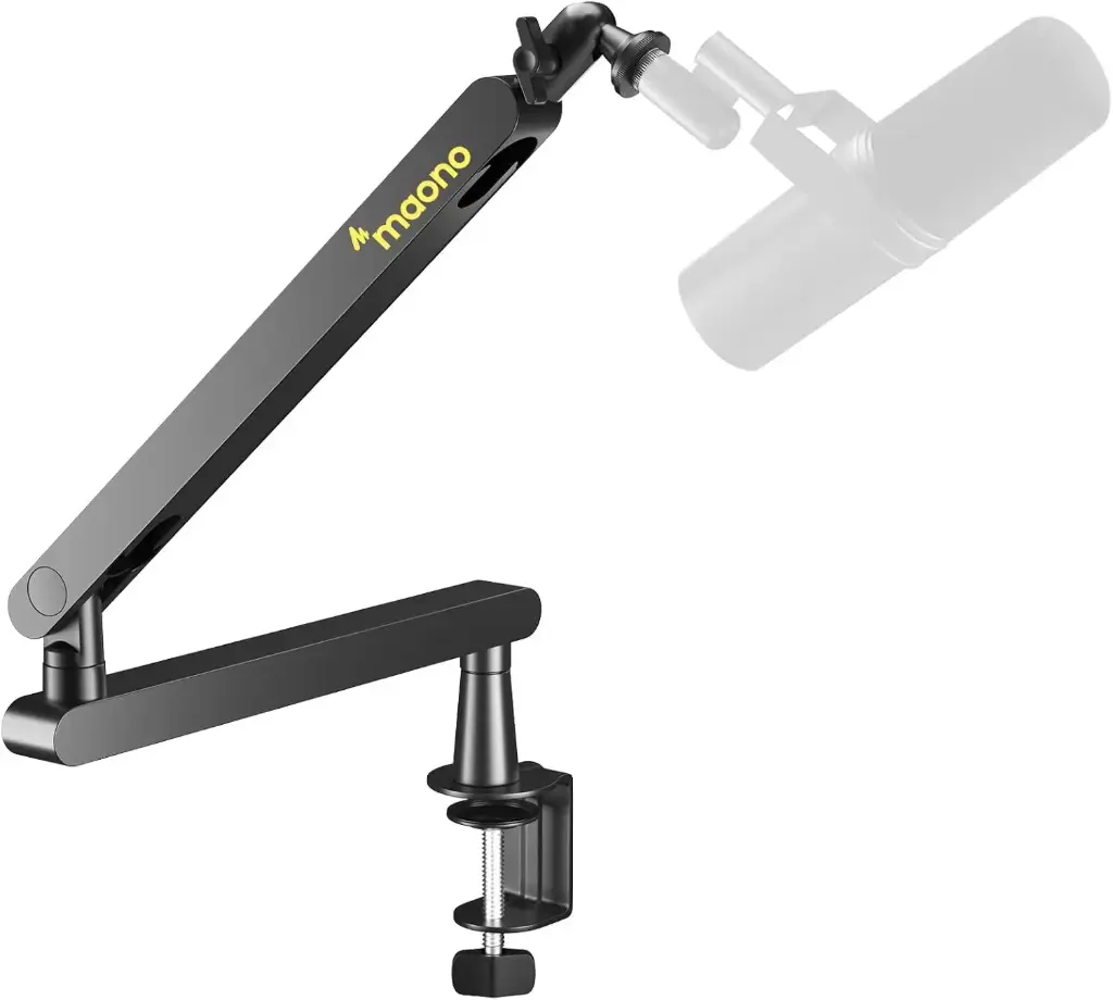 MAONO BA92 Microphone Arm, Mic Boom Arm with Cable Management Channels, Desk Clamp, Versatile Mounting, and Fully Adjustable, Heavy Duty Microphone Stand for Podcast (Low Profile