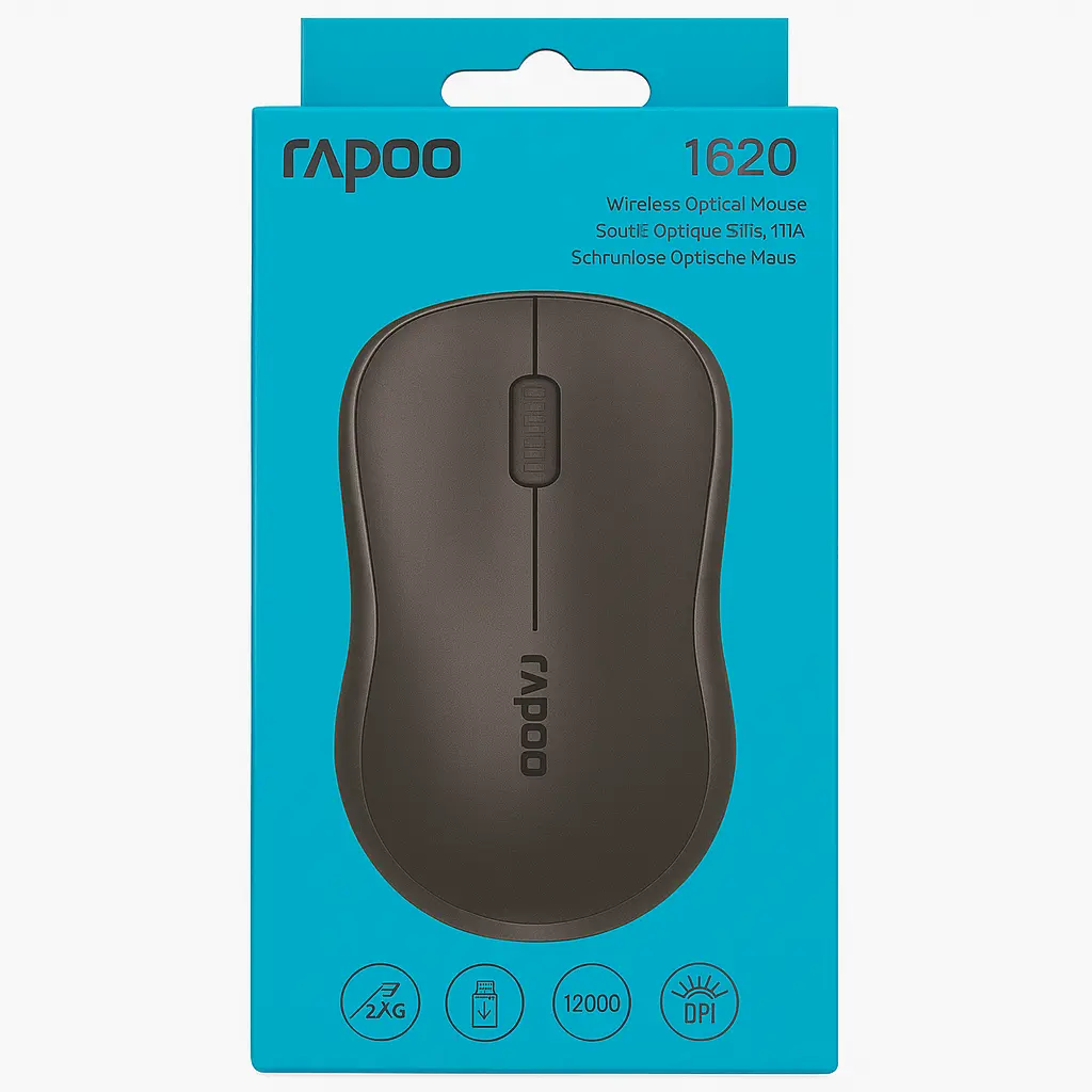 Rapoo 1620 Wireless Optical Mouse – 1000 DPI, Reliable, Black 
