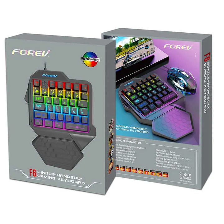 Forev Fv-F6 Wired Gaming Illuminated Keyboard Black 