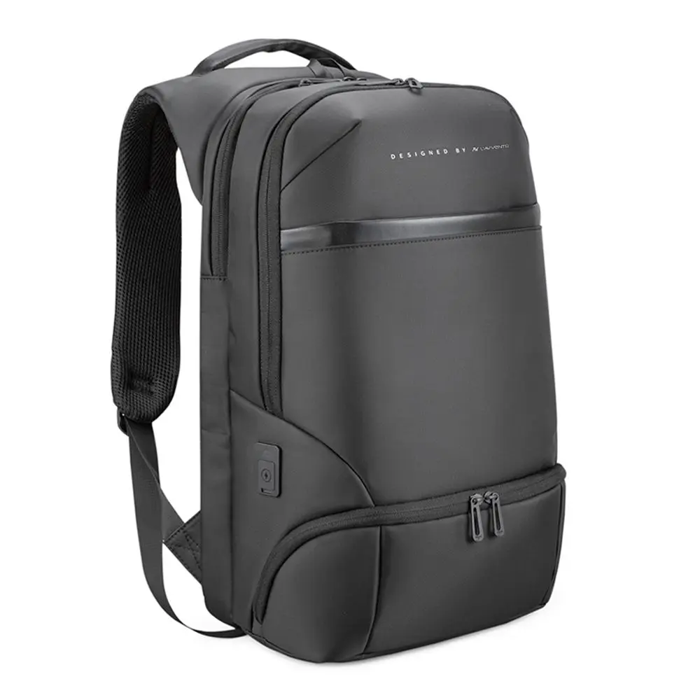[BG416] L'AVVENTO BG416 Laptop Backpack Made by Water Repellent Polyester And PVC Materials fits up to 15.6" - Black 