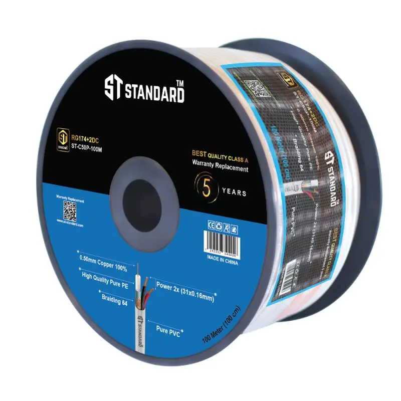 [ST-C50P 100M] Camera Cable ST-C50P RG174 Coaxial Cable 100M