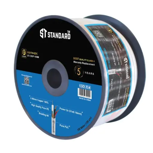 كابل كاميرات محوري ST-C50P من نوع RG174 بطول 100 متر