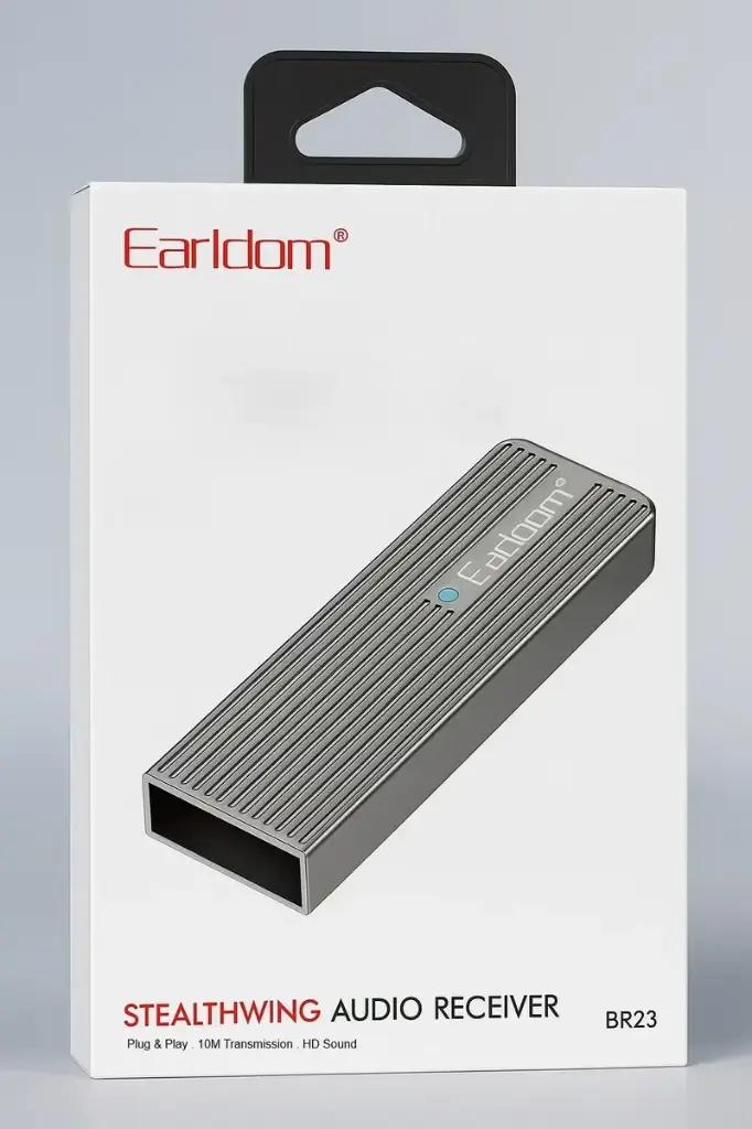 Earldom ET-BR23 Bluetooth 5.3 Wireless Audio Receiver - Instant and Easy Operation - Compatible with All Devices - Silver 