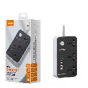 LDNIO SC3412 3 Power Socket + 20W USB-C PD + 3 USB QC3.0 Extension Power Cord 