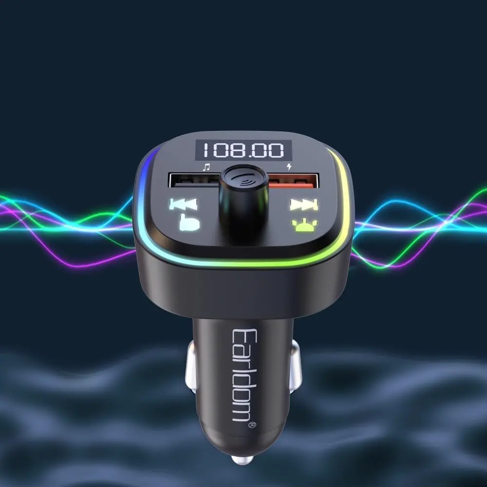 [M85] Earldom M85 Wireless Car Charger, USB, MP3, Bluetooth, FM - Black 