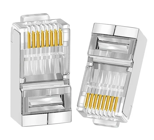 Cat6 Cat6e RJ45 Metal Shielded Male Plug Crimp Connector for Cat6 Cable - Pack of 100