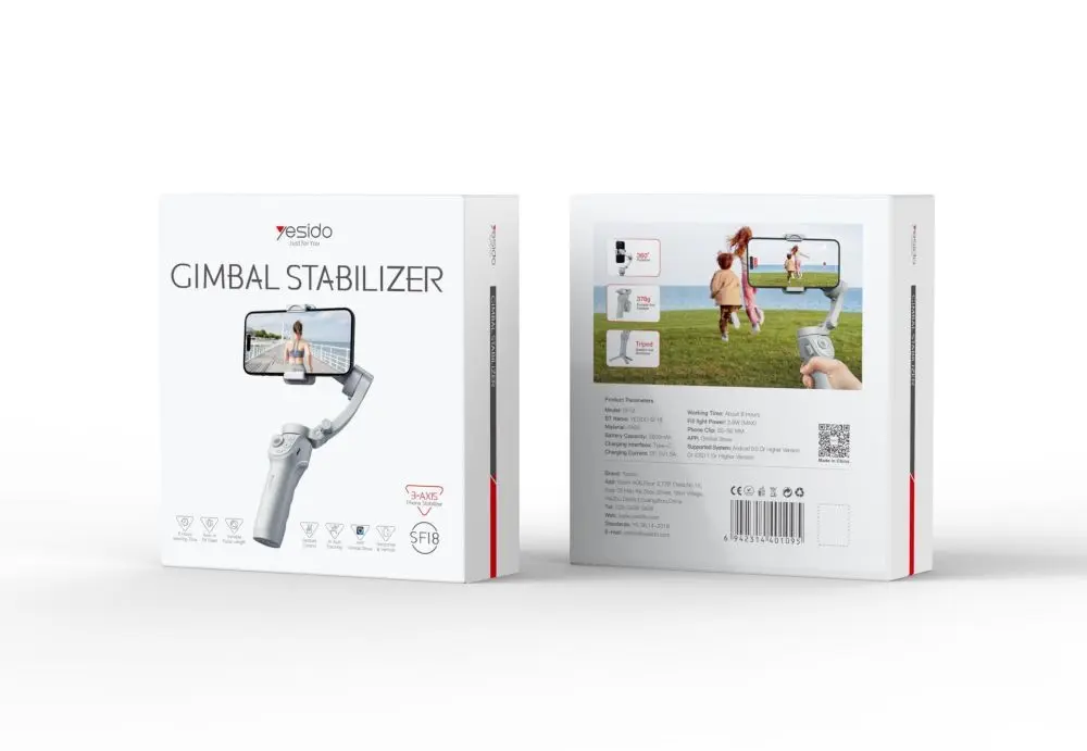 YESIDO SF18 Phone Gimbal Stabilizer 360 Ai Auto Face Tracking Handheld Selfie Stick Tripod Tracking Gimbal 