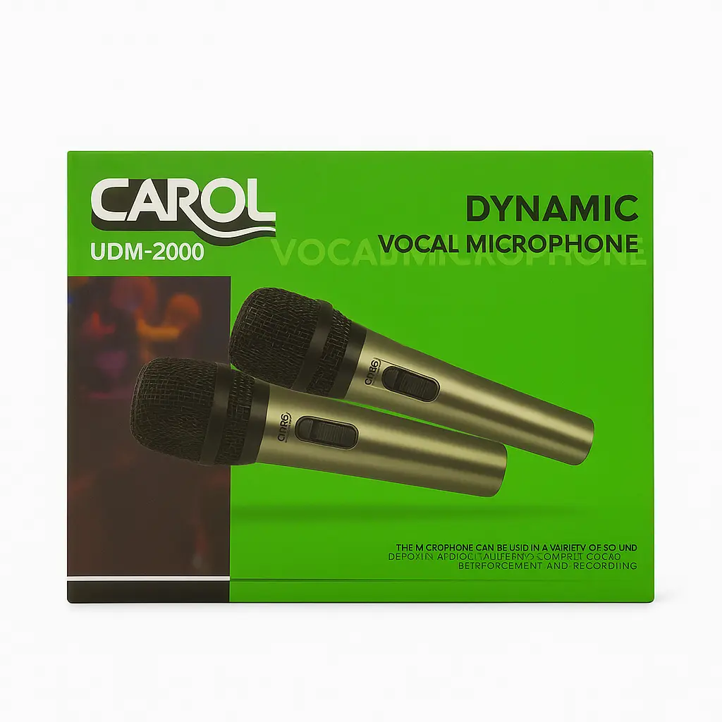 CAROL UDM-2000 Professional Dynamic Wirless  UHF Dual Handheld Dynamic Mic Karaoke System  Receiver, 200 ft Range, 1/4’’＆1/8’’ Output for Amplifier, PA System