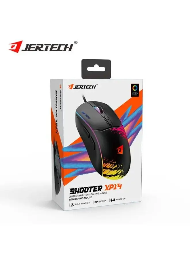 Jertech SHOOTER XP14 RGB Gaming Mouse – Optical Sensor 3600 DPI – 125 Hz Polling Rate – Braided Cable 