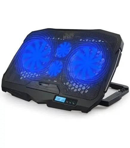 Gamma GT-18 Laptop Cooling Fan, 2 Fan, Supports Up to 17 Inch Laptop, LED Light, Black
