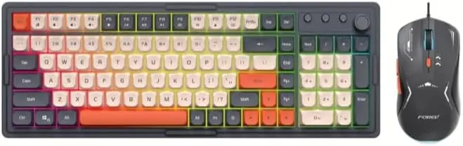 Forev FV-Q908 Wired Gaming Keyboard and Mouse Suit Esports Light-Emitting Office Desktop Laptop Film Keyboard (Multicolor)