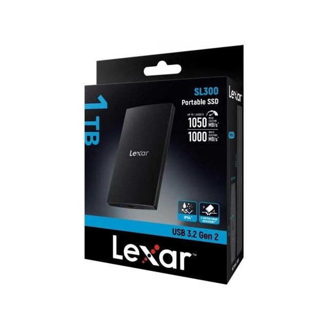 [Lexar SL300 1tb] Lexar SL300 USB 3.2 Gen 2 Type-C Portable SSD, Black - 1TB 
