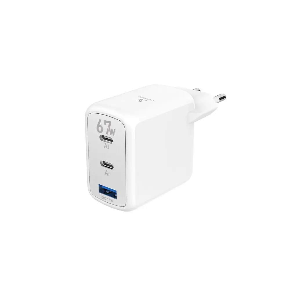 [MP565] L'AVVENTO MP565 Charger Mini GaN 67W Power Adapter Dual USB-C & USB-A Ports - White 
