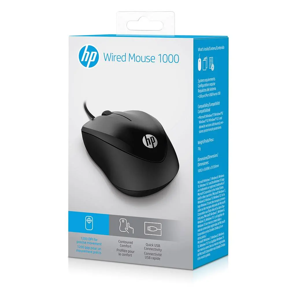HP Wired Mouse 1000 - 4QM14AA - Black 