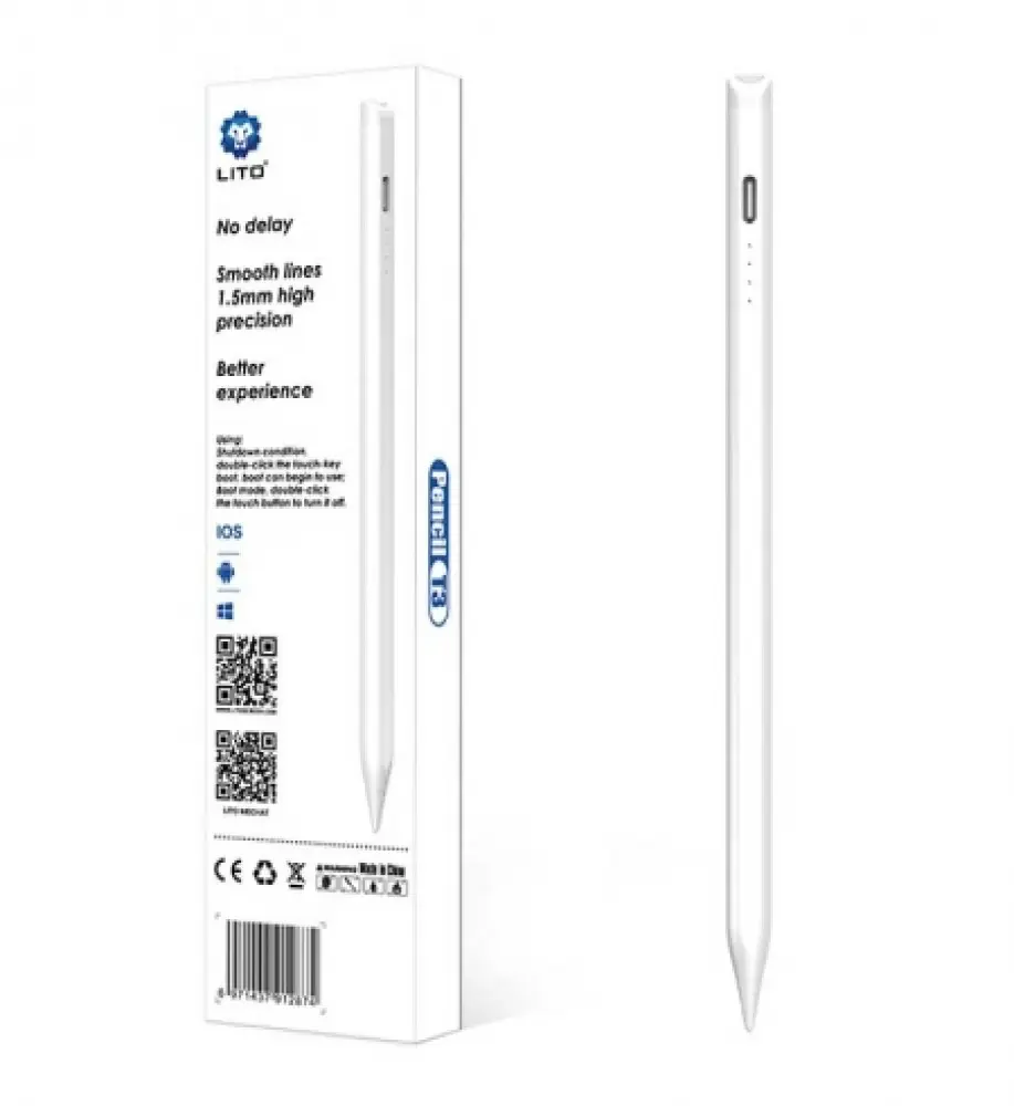 LITO T3 Universal Stylus Pencil Works seamlessly with all capacitive touchscreen devices, including tablets, smartphones, and touch-enabled laptops. No apps, drivers, or Bluetooth required—simply press the top button to activate and start creating.