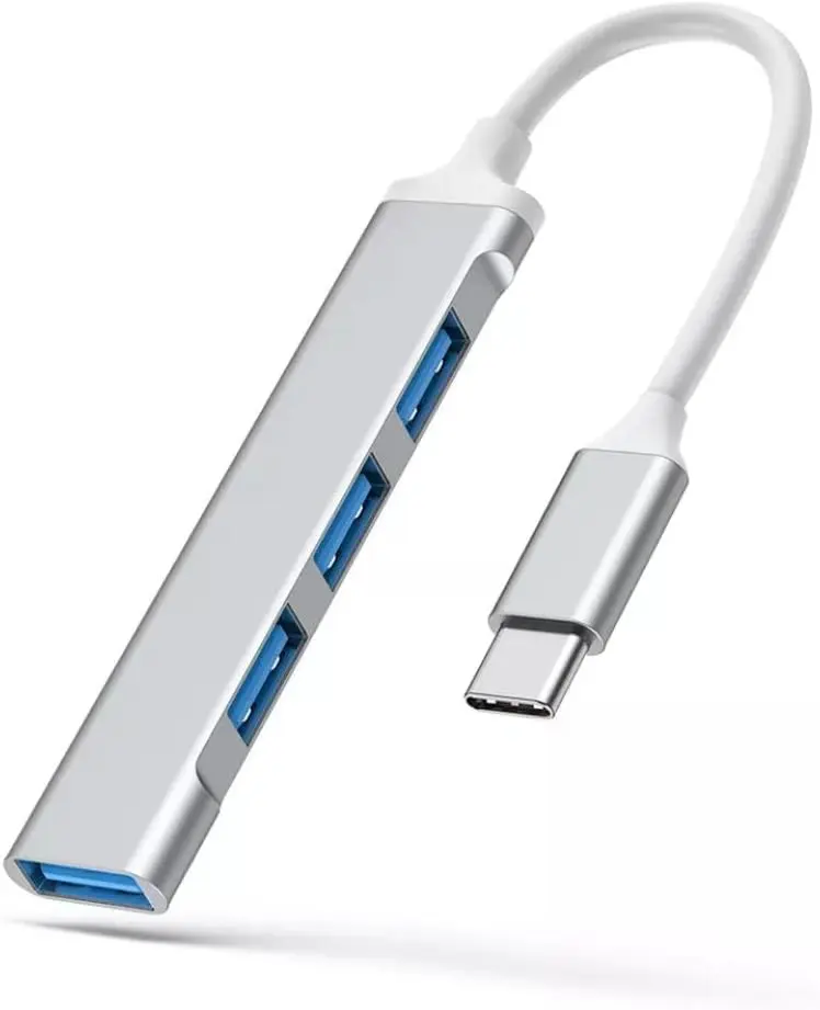 Happy GO 4-Port USB-C Hub, 5Gbps, Aluminum, No Driver Required, Plug & Play, Compatible with Laptops, Smartphones, USB Flash Drives, Mice, Keyboards, Other USB-C Devices